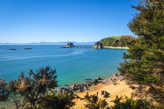 Abel Tasman National Park. White sand bay and turquoise sea. New Zealand