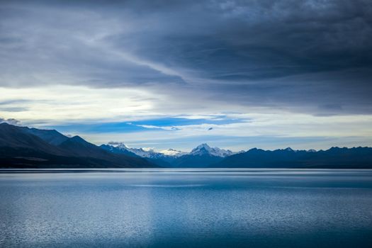 Pukaki lake at sunset, Mount Cook, New Zealand