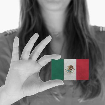 Businesswoman showing a business card - Mexico