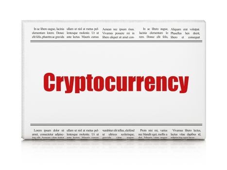 Data concept: newspaper headline Cryptocurrency on White background, 3D rendering