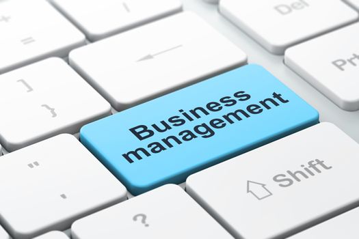 Business concept: computer keyboard with word Business Management, selected focus on enter button background, 3D rendering