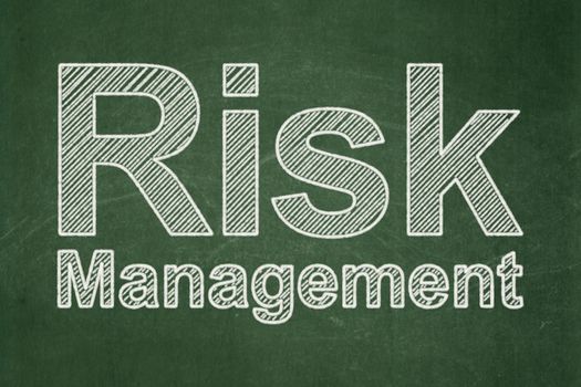 Business concept: text Risk Management on Green chalkboard background
