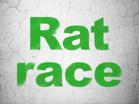 Business concept: Green Rat Race on textured concrete wall background