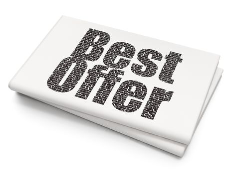 Business concept: Pixelated black text Best Offer on Blank Newspaper background, 3D rendering