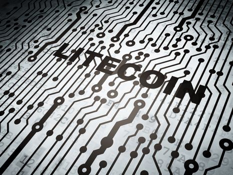 Cryptocurrency concept: circuit board with  word Litecoin, 3D rendering