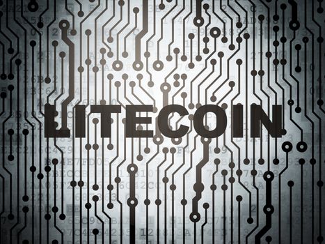 Blockchain concept: circuit board with  word Litecoin, 3D rendering