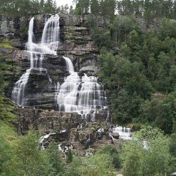 Tvindefossen, a scenic waterfall near Voss, Norway