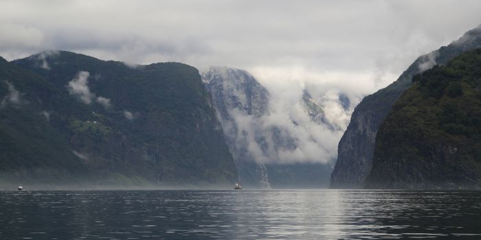 The Unesco Naeroyfjord and the picturesque Aurlandsfjord seen from the water