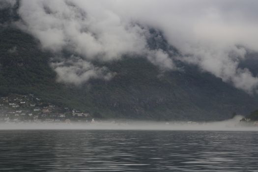 The Unesco Naeroyfjord and the picturesque Aurlandsfjord seen from the water