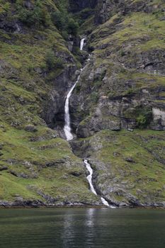 The Unesco Naeroyfjord and the picturesque Aurlandsfjord seen from the water