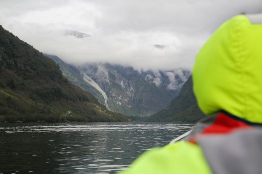 The Unesco Naeroyfjord and the picturesque Aurlandsfjord seen from the water