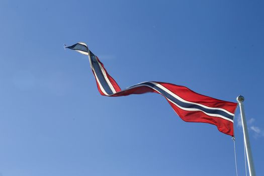 The National flag of Norway blowing in the wind