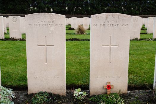 Ramscappelle Road Military Cemetery is a British military cemetery from the First World War, Sint-Joris, Belgium