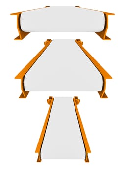 Set of conveyor belt isolated on white background. 3d illustration
