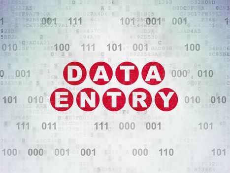 Information concept: Painted red text Data Entry on Digital Data Paper background with Binary Code