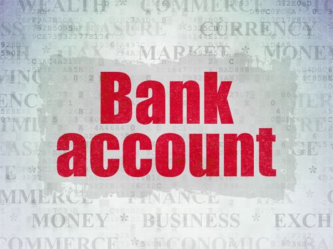 Banking concept: Painted red text Bank Account on Digital Data Paper background with   Tag Cloud