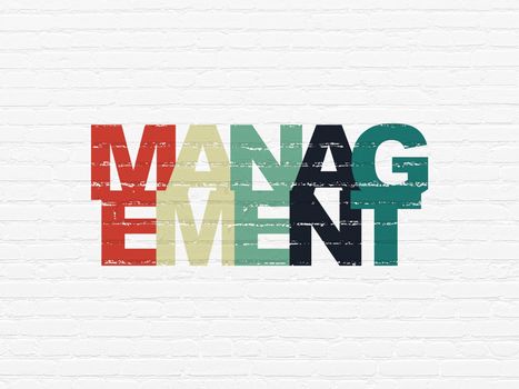 Finance concept: Painted multicolor text Management on White Brick wall background