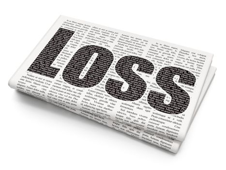 Business concept: Pixelated black text Loss on Newspaper background, 3D rendering
