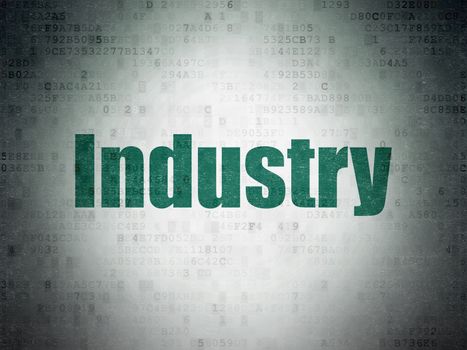 Business concept: Painted green word Industry on Digital Data Paper background