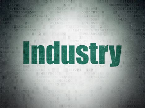 Business concept: Painted green word Industry on Digital Data Paper background