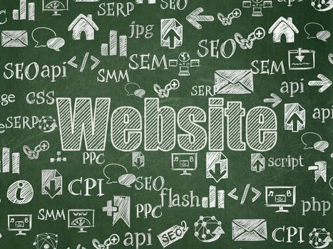 Web development concept: Chalk White text Website on School board background with  Hand Drawn Site Development Icons, School Board