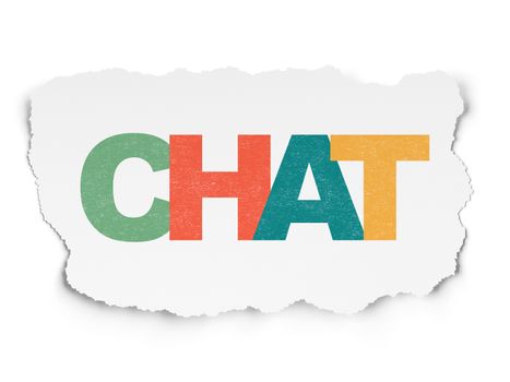 Web development concept: Painted multicolor text Chat on Torn Paper background