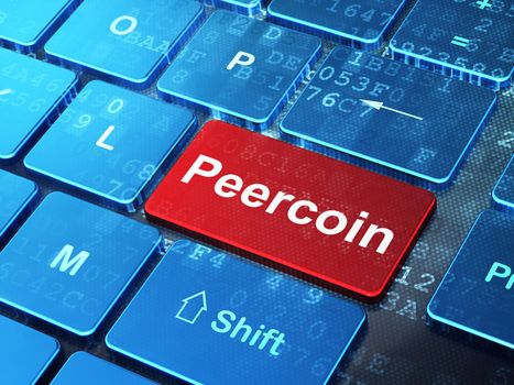 Cryptocurrency concept: computer keyboard with word Peercoin on enter button background, 3D rendering