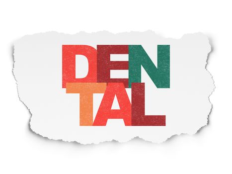 Medicine concept: Painted multicolor text Dental on Torn Paper background