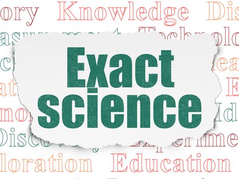 Science concept: Painted green text Exact Science on Torn Paper background with  Tag Cloud