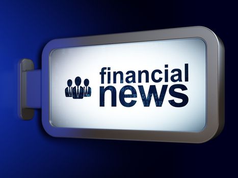 News concept: Financial News and Business People on advertising billboard background, 3D rendering