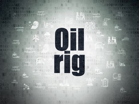 Manufacuring concept: Painted black text Oil Rig on Digital Data Paper background with  Hand Drawn Industry Icons