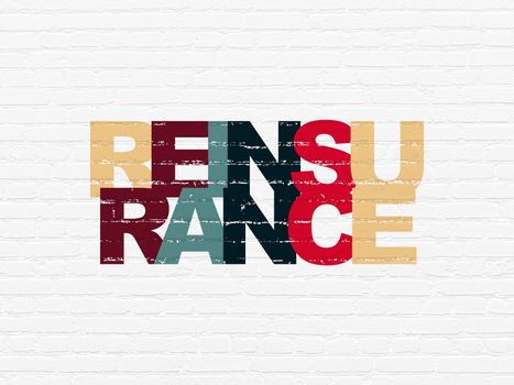 Insurance concept: Painted multicolor text Reinsurance on White Brick wall background