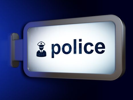 Law concept: Police and Police on advertising billboard background, 3D rendering