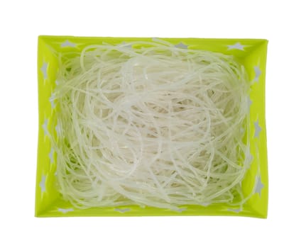 top view vermicelli in  basket isolated on white background
