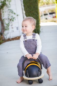 Young Mixed Race Chinese and Caucasian Baby Boy Having Fun Outdoors