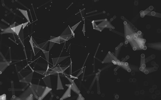 Abstract polygonal space low poly dark background with connecting dots and lines. Connection structure. 3d rendering