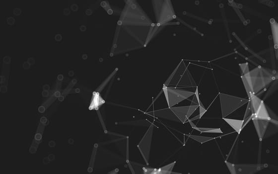 Abstract polygonal space low poly dark background with connecting dots and lines. Connection structure. 3d rendering