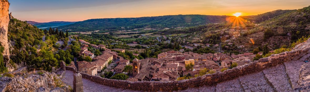 Trail to the chapelle in Moustiers Sainte Marie in France