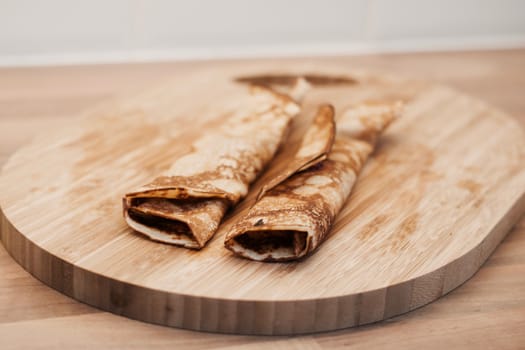 Tasty and delicious pancakes in the kitchen. Cooking concept.