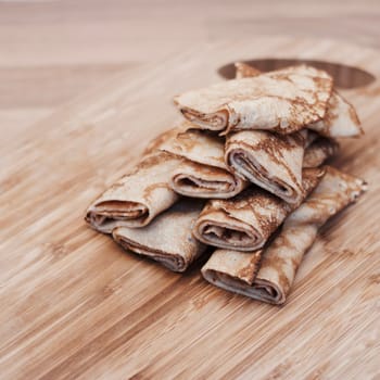 Tasty and delicious pancakes in the kitchen. Cooking concept.