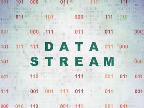 Data concept: Painted green text Data Stream on Digital Data Paper background with Binary Code