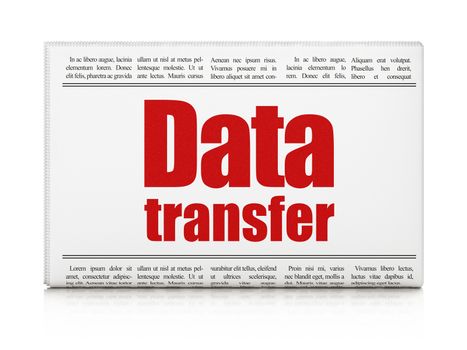 Information concept: newspaper headline Data Transfer on White background, 3D rendering