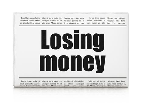 Money concept: newspaper headline Losing Money on White background, 3D rendering