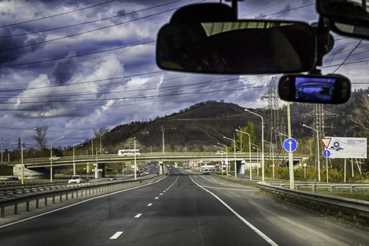 the road look into the distance travel in Russia