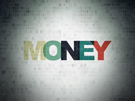 Currency concept: Painted multicolor text Money on Digital Data Paper background