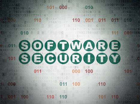 Safety concept: Painted green text Software Security on Digital Data Paper background with Binary Code