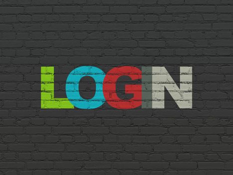 Security concept: Painted multicolor text Login on Black Brick wall background