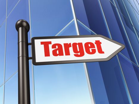 Finance concept: sign Target on Building background, 3D rendering