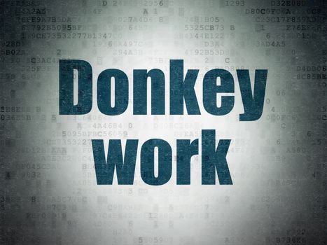 Business concept: Painted blue word Donkey Work on Digital Data Paper background