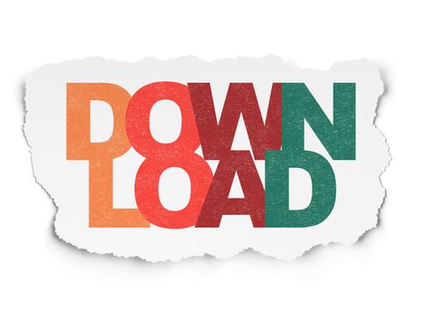 Web development concept: Painted multicolor text Download on Torn Paper background